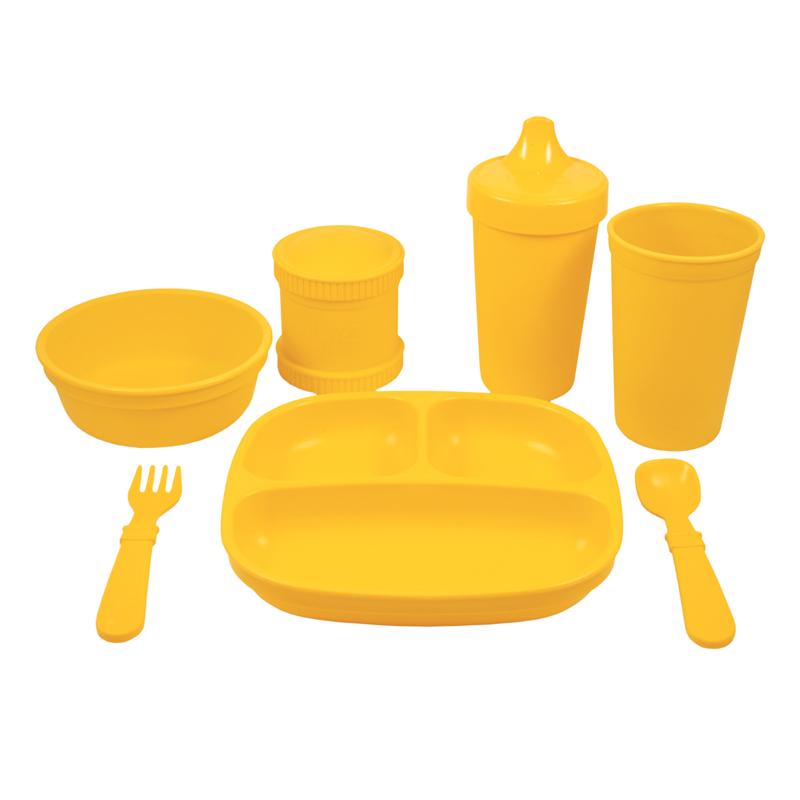 Replay Complete Feeding Set Replay Dinnerware Sunny Yellow / Divided Plate at Little Earth Nest Eco Shop Geelong Online Store Australia
