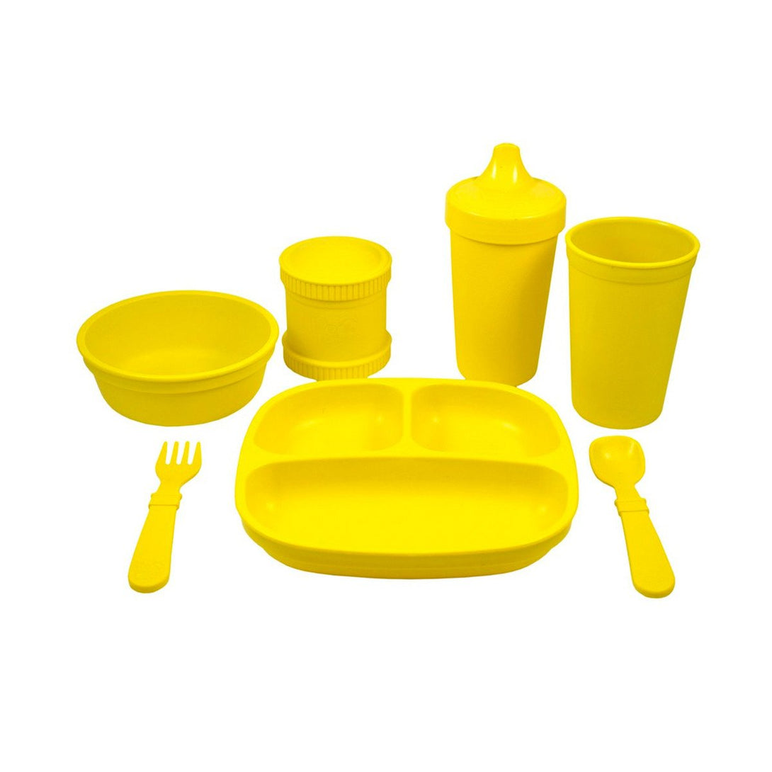 Replay Complete Feeding Set Replay Dinnerware Yellow / Divided Plate at Little Earth Nest Eco Shop Geelong Online Store Australia