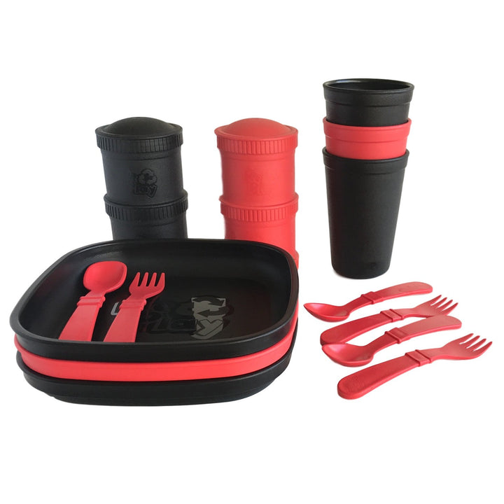 Replay Sports Team Sets Replay Dinnerware Black/Red at Little Earth Nest Eco Shop
