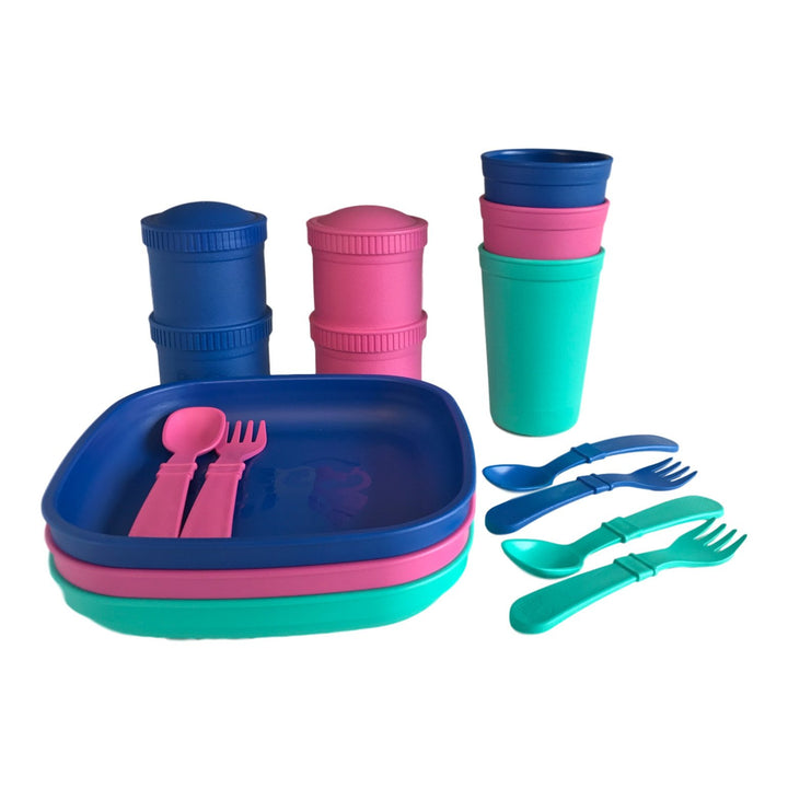 Replay Sports Team Sets Replay Dinnerware Navy Blue/Bright Pink/Aqua at Little Earth Nest Eco Shop