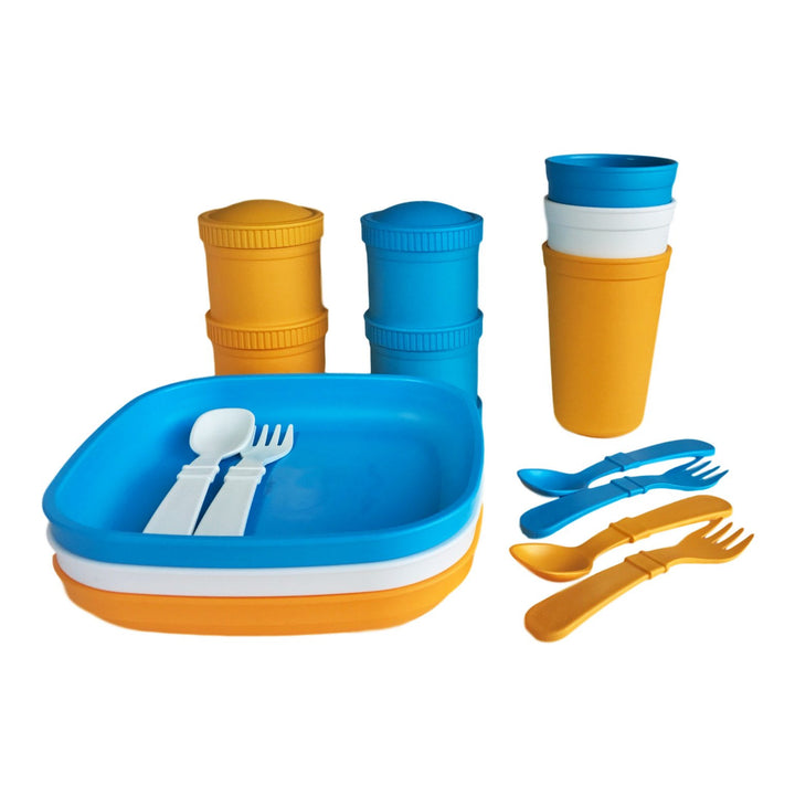 Replay Sports Team Sets Replay Dinnerware Sunny Yellow/Sky Blue/White at Little Earth Nest Eco Shop