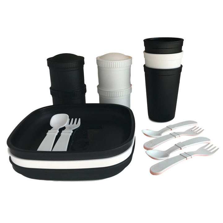 Replay Sports Team Sets Replay Dinnerware Black/White at Little Earth Nest Eco Shop