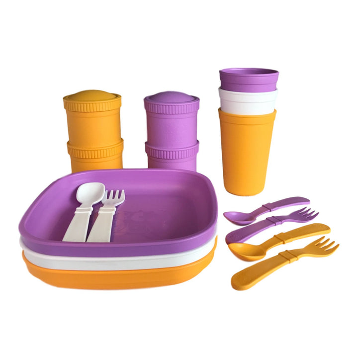Replay Sports Team Sets Replay Dinnerware Purple/Sunny Yellow/White at Little Earth Nest Eco Shop