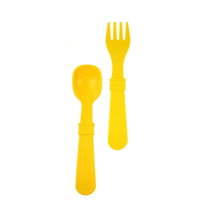 Replay Fork and Spoon Set Replay Lifestyle Sunny Yellow at Little Earth Nest Eco Shop