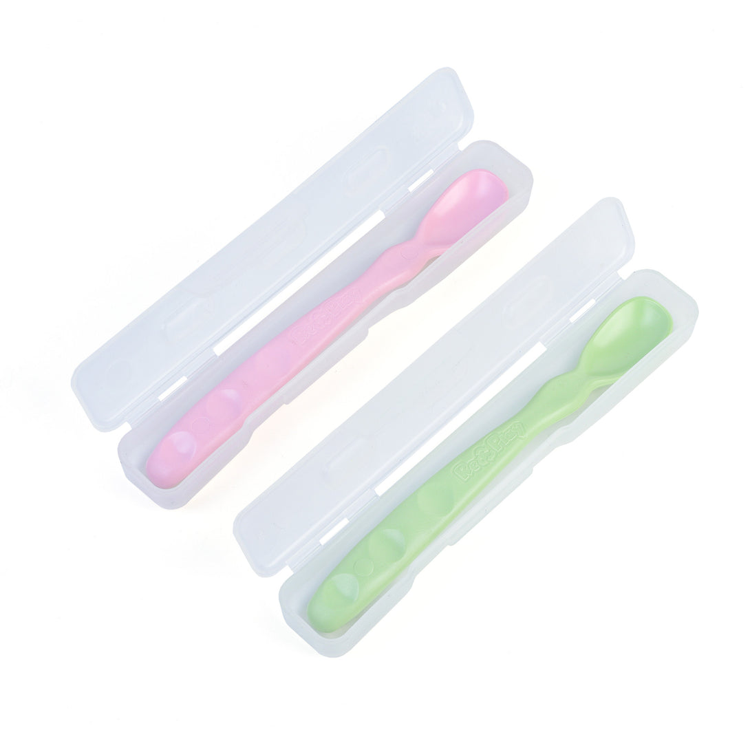Replay Baby Spoons 2 Pack Replay Baby Feeding Leaf/Baby Pink at Little Earth Nest Eco Shop Geelong Online Store Australia