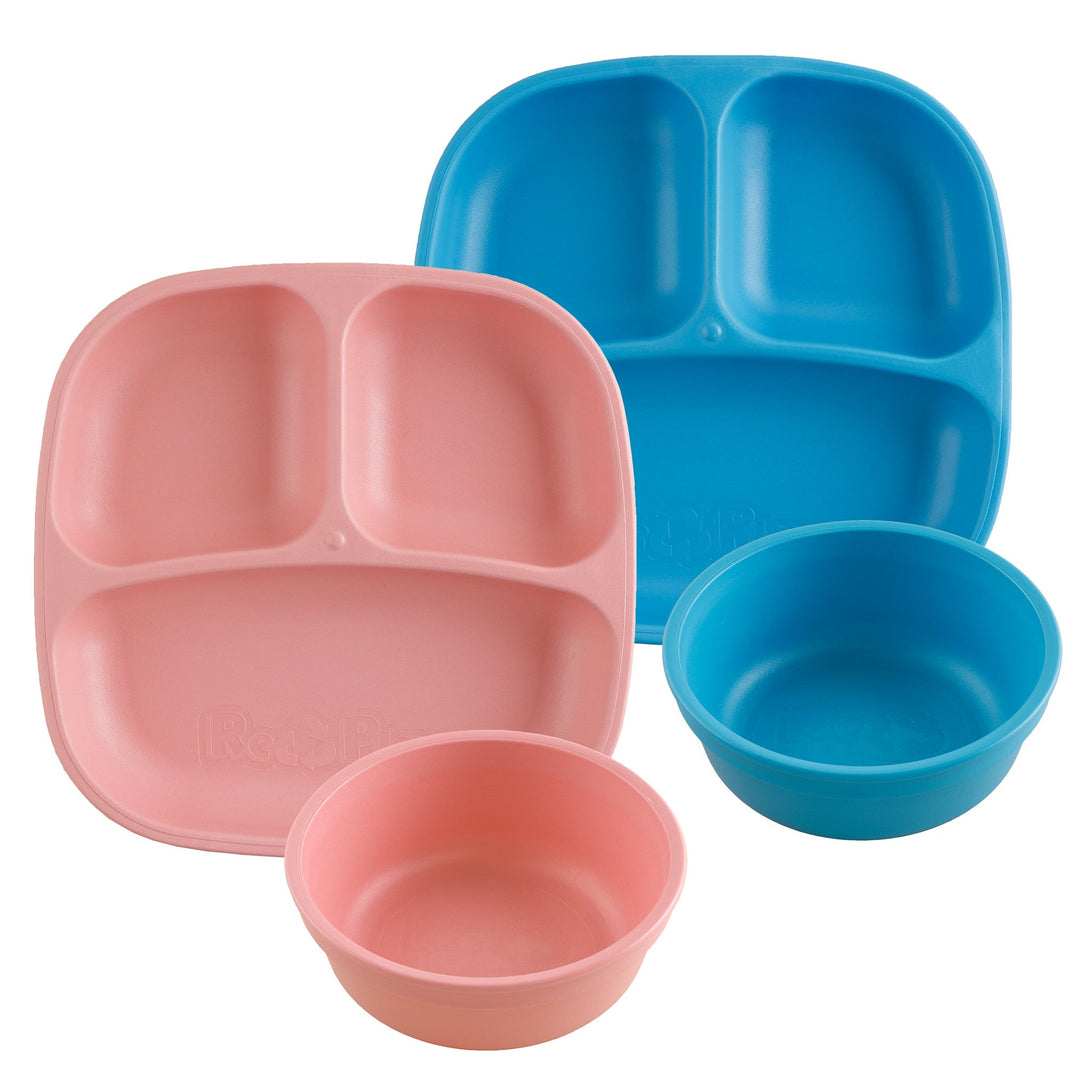 Replay Double Up Divided Plate and Bowl Set Replay Dinnerware Baby/Sky at Little Earth Nest Eco Shop Geelong Online Store Australia