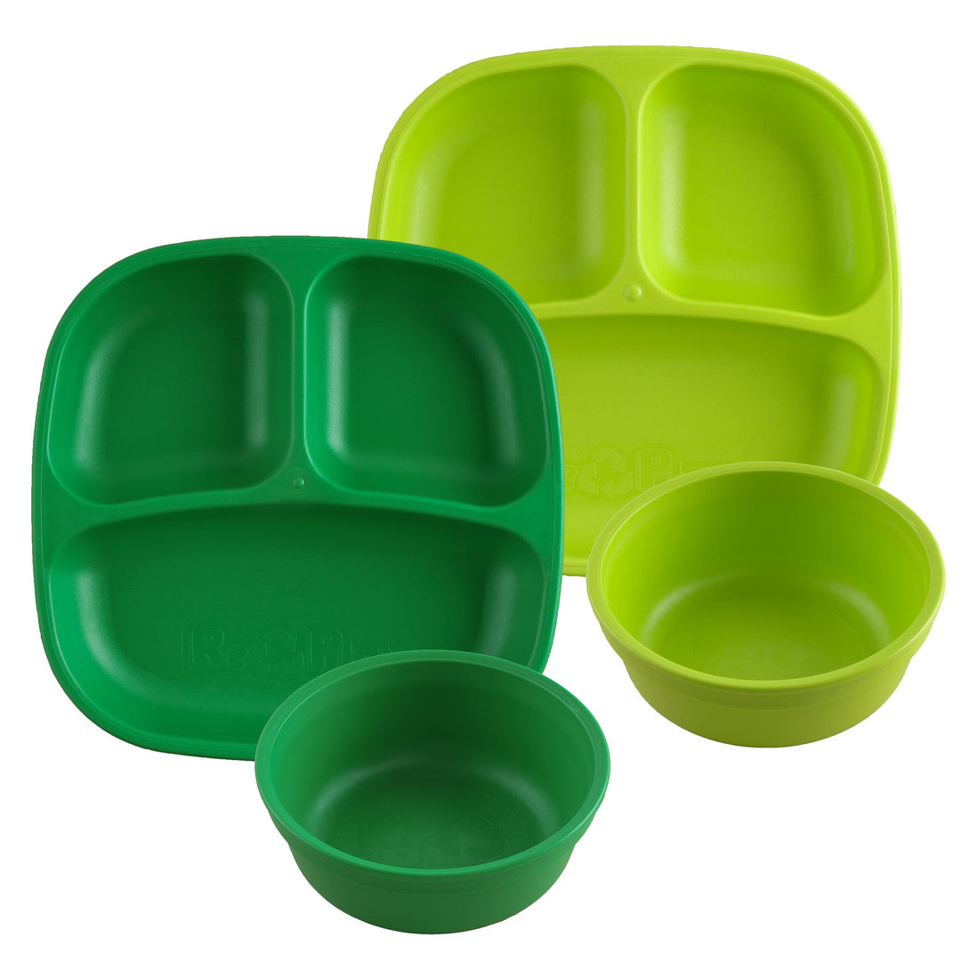 Replay Double Up Divided Plate and Bowl Set Replay Dinnerware Kelly/Lime at Little Earth Nest Eco Shop Geelong Online Store Australia