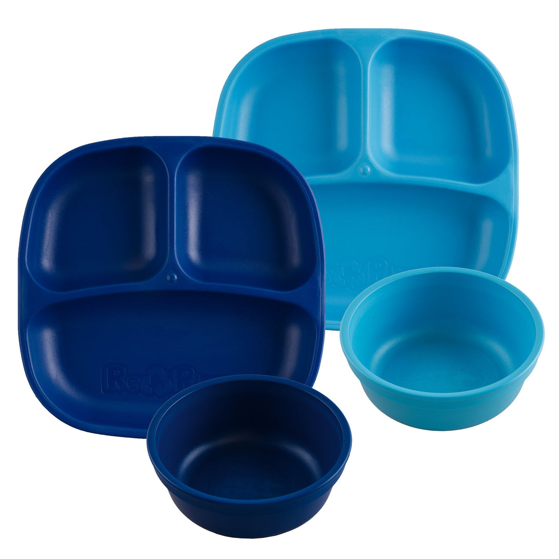 Replay Double Up Divided Plate and Bowl Set Replay Dinnerware Navy/Sky at Little Earth Nest Eco Shop Geelong Online Store Australia