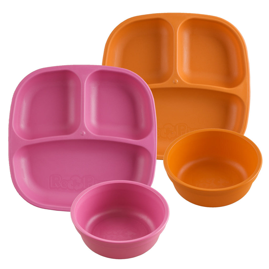 Replay Double Up Divided Plate and Bowl Set Replay Dinnerware Bright/Orange at Little Earth Nest Eco Shop Geelong Online Store Australia