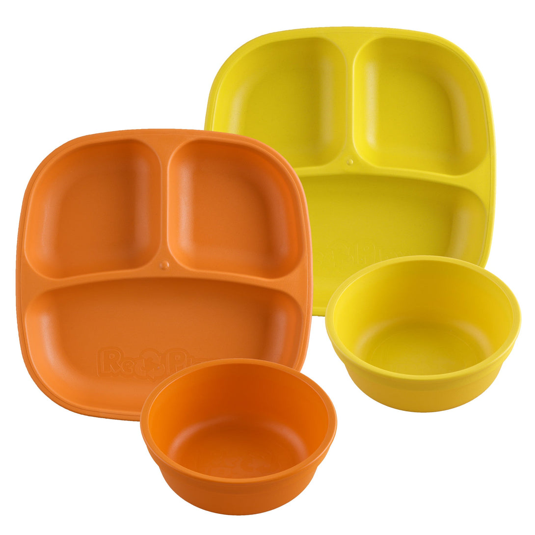 Replay Double Up Divided Plate and Bowl Set Replay Dinnerware Orange/Yellow at Little Earth Nest Eco Shop Geelong Online Store Australia