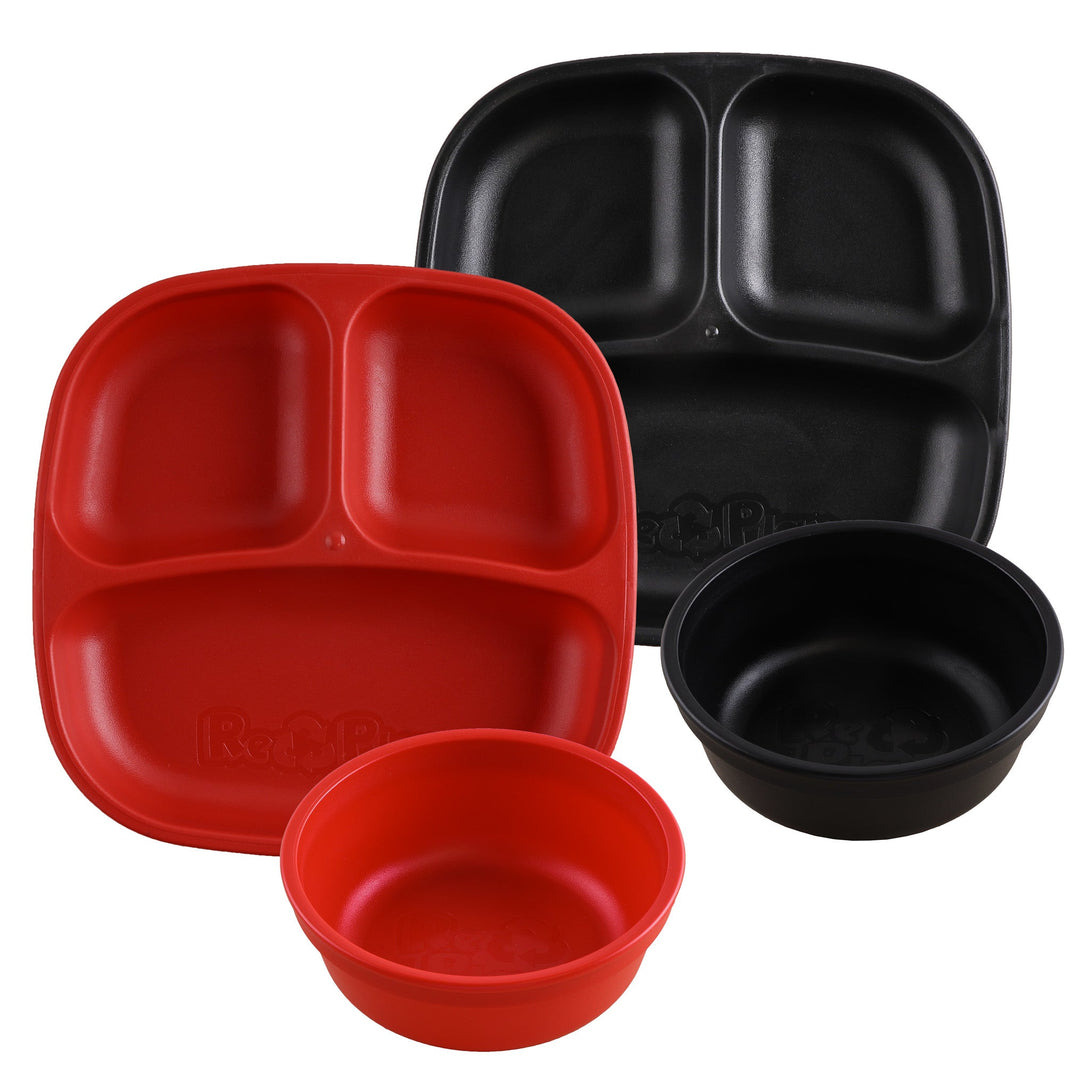 Replay Double Up Divided Plate and Bowl Set Replay Dinnerware Red/Black at Little Earth Nest Eco Shop Geelong Online Store Australia