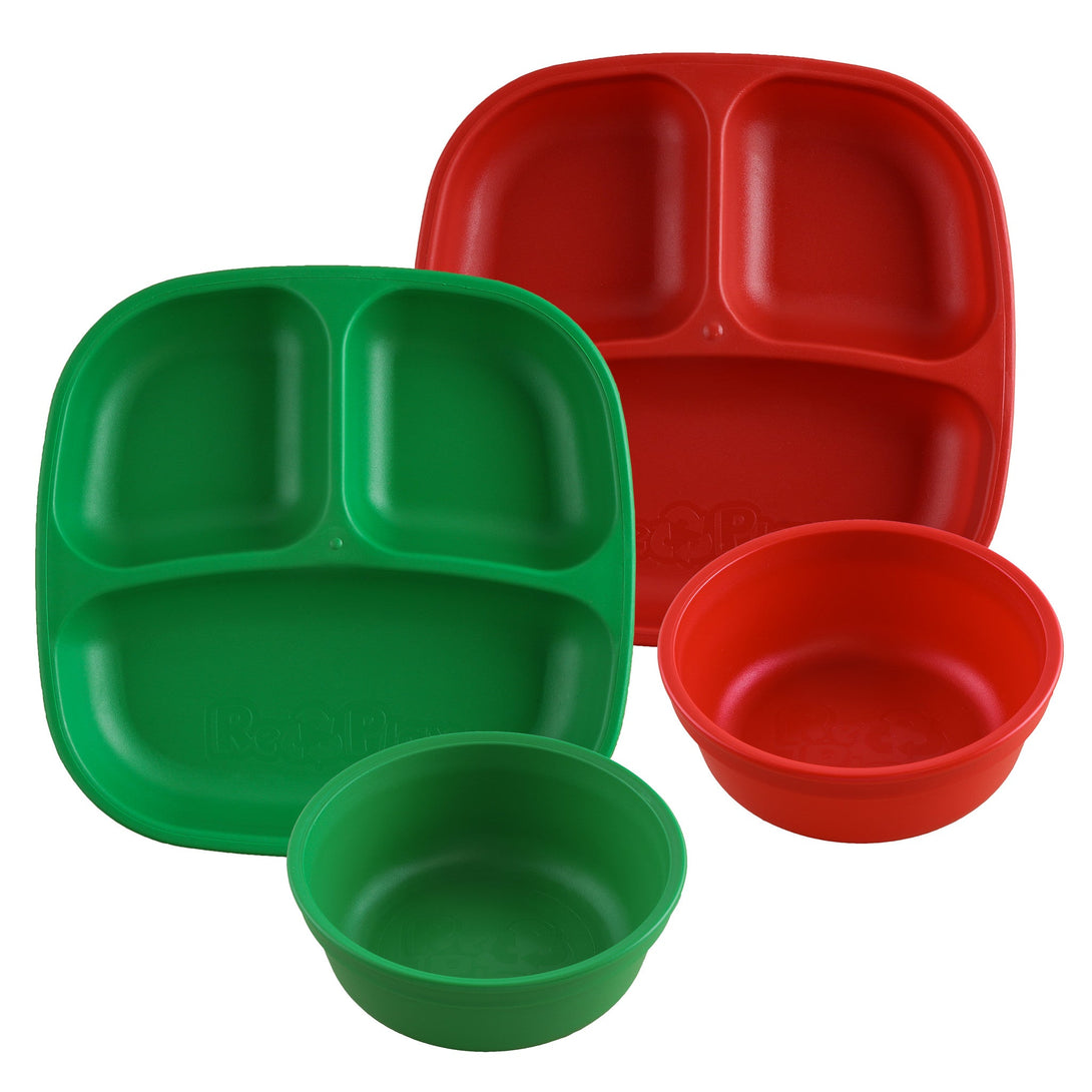 Replay Double Up Divided Plate and Bowl Set Replay Dinnerware Kelly/Red at Little Earth Nest Eco Shop Geelong Online Store Australia