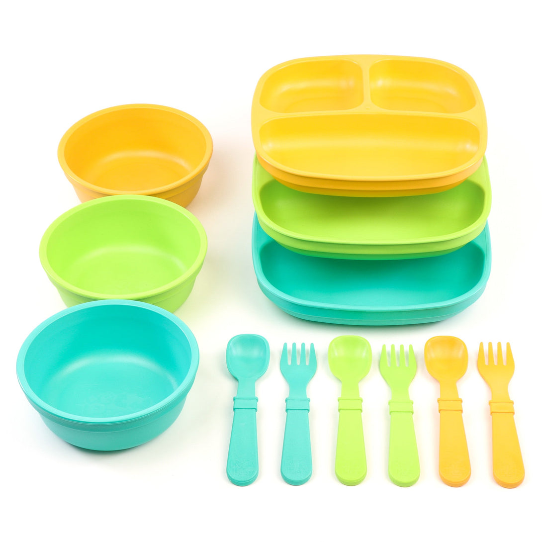 Replay Triple the Fun Set Replay Dinnerware Aqua/Green/Sunny at Little Earth Nest Eco Shop Geelong Online Store Australia