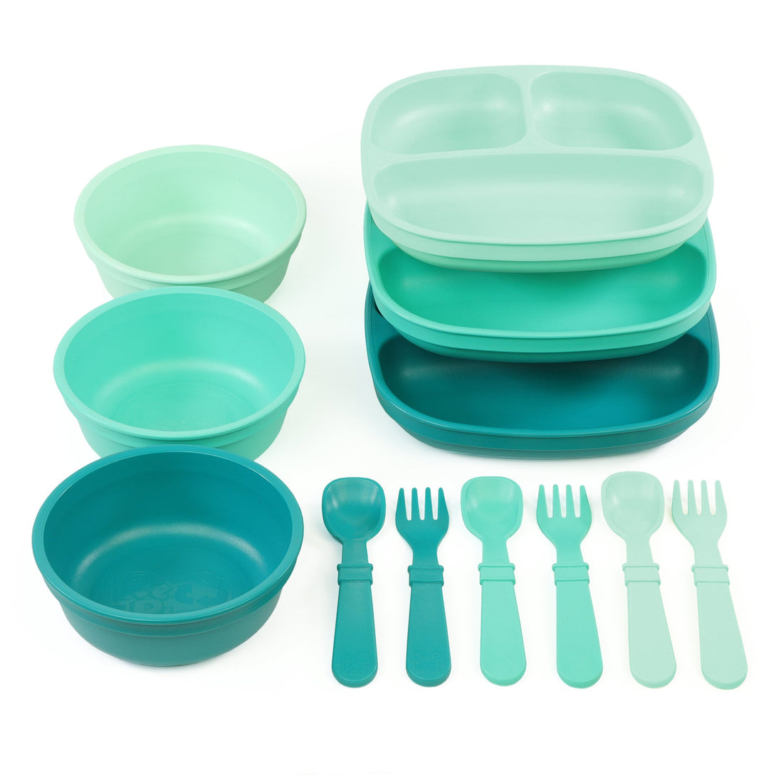 Replay Triple the Fun Set Replay Dinnerware Mint/Aqua/Teal at Little Earth Nest Eco Shop Geelong Online Store Australia