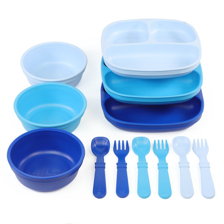 Replay Triple the Fun Set Replay Dinnerware Ice/Sky/Navy at Little Earth Nest Eco Shop