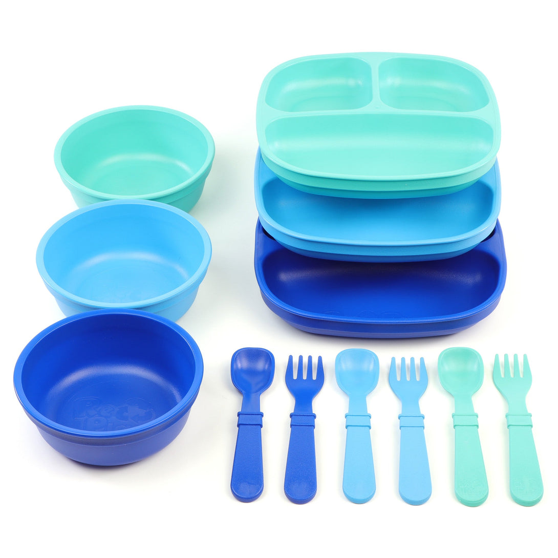 Replay Triple the Fun Set Replay Dinnerware Aqua/Sky/Navy at Little Earth Nest Eco Shop Geelong Online Store Australia