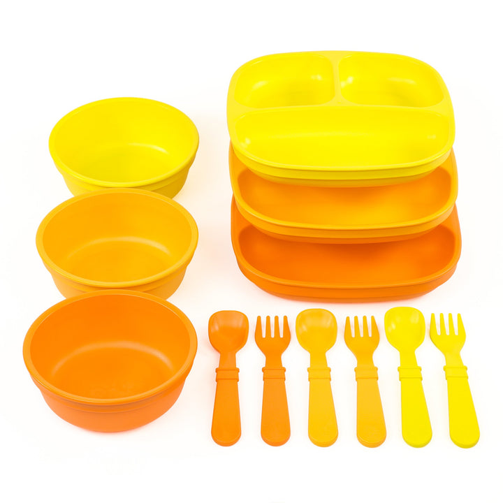 Replay Triple the Fun Set Replay Dinnerware Yellow/Sunny/Orange at Little Earth Nest Eco Shop