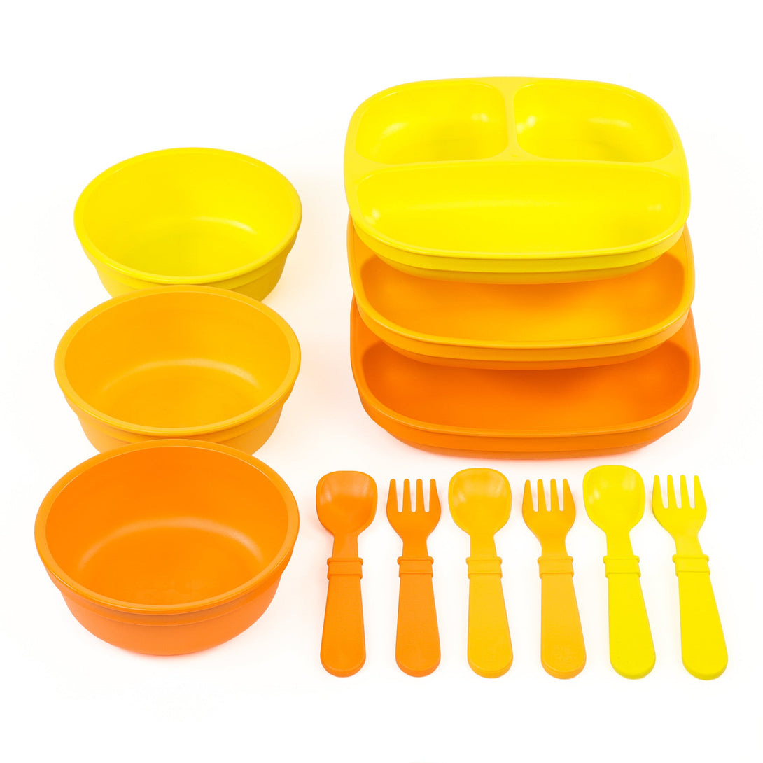Replay Triple the Fun Set Replay Dinnerware Yellow/Sunny/Orange at Little Earth Nest Eco Shop Geelong Online Store Australia