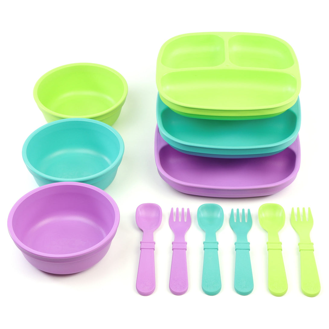 Replay Triple the Fun Set Replay Dinnerware Green/Aqua/Purple at Little Earth Nest Eco Shop Geelong Online Store Australia