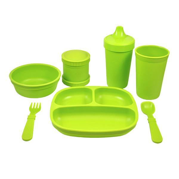 Replay Complete Feeding Set Replay Dinnerware Green / Divided Plate at Little Earth Nest Eco Shop