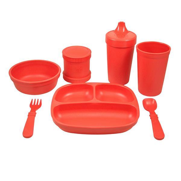 Replay Complete Feeding Set Replay Dinnerware Red / Divided Plate at Little Earth Nest Eco Shop