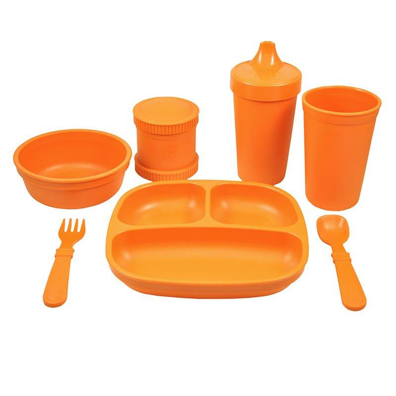 Replay Complete Feeding Set Replay Dinnerware Orange / Divided Plate at Little Earth Nest Eco Shop Geelong Online Store Australia