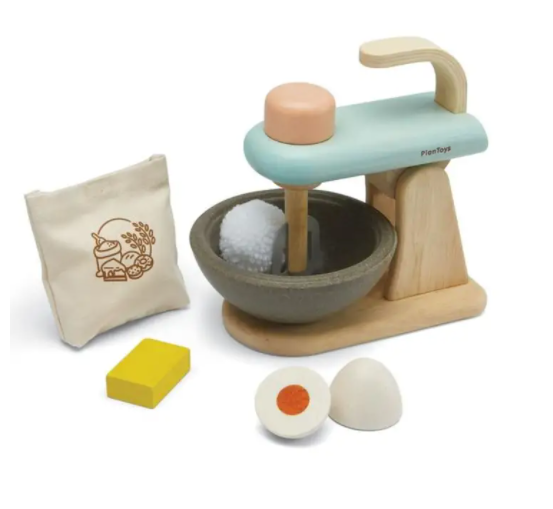 Plan Toys Wooden Stand Mixer Set PlanToys Pretend Play at Little Earth Nest Eco Shop
