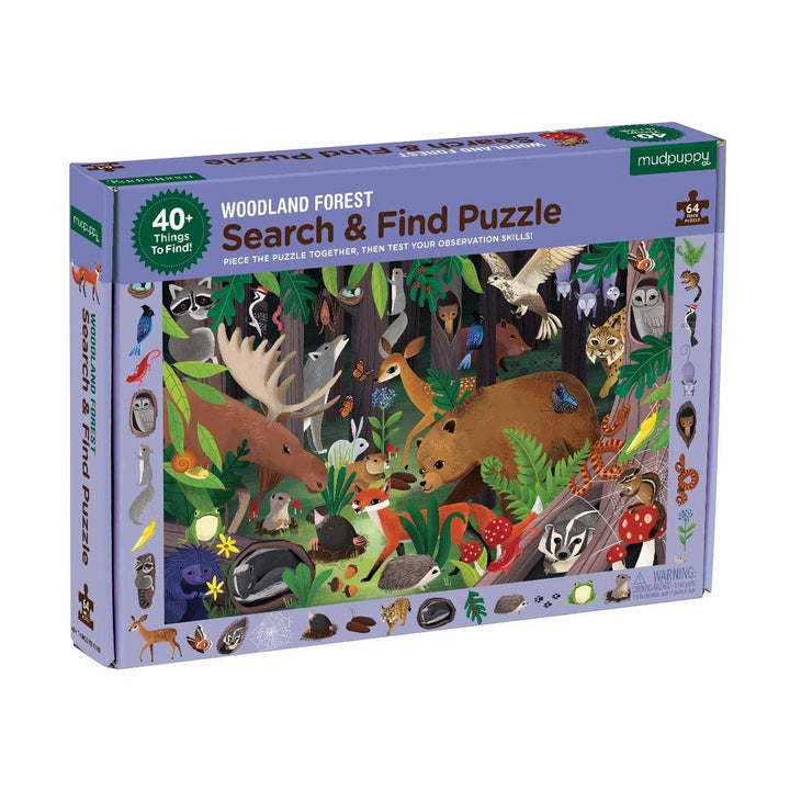 Mudpuppy Search & Find 64 Piece Puzzle Mudpuppy Puzzles Woodland at Little Earth Nest Eco Shop
