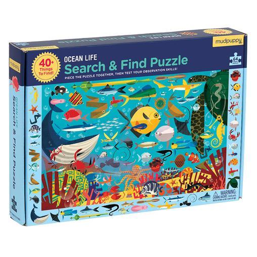 Mudpuppy Search & Find 64 Piece Puzzle Mudpuppy Puzzles Ocean Life at Little Earth Nest Eco Shop Geelong Online Store Australia