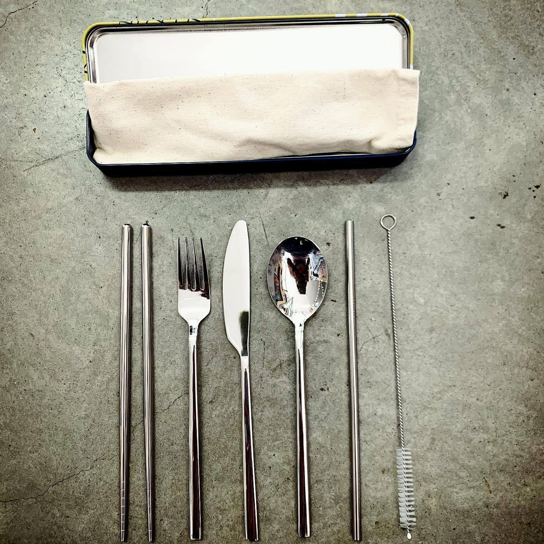 Reusable Cutlery Travel Set Retro Kitchen Lifestyle at Little Earth Nest Eco Shop Reusable Cutlery Travel Set - Carry Your Cutlery Australia Geelong Online Store Australia