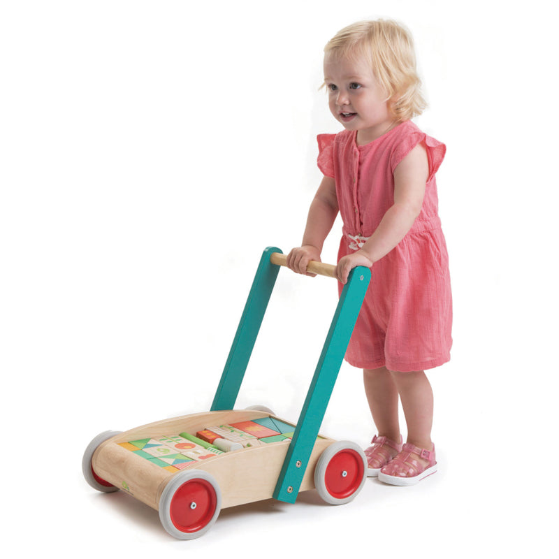 Wooden Baby Walker with Blocks Little Earth Nest Baby Activity Toys at Little Earth Nest Eco Shop Geelong Online Store Australia