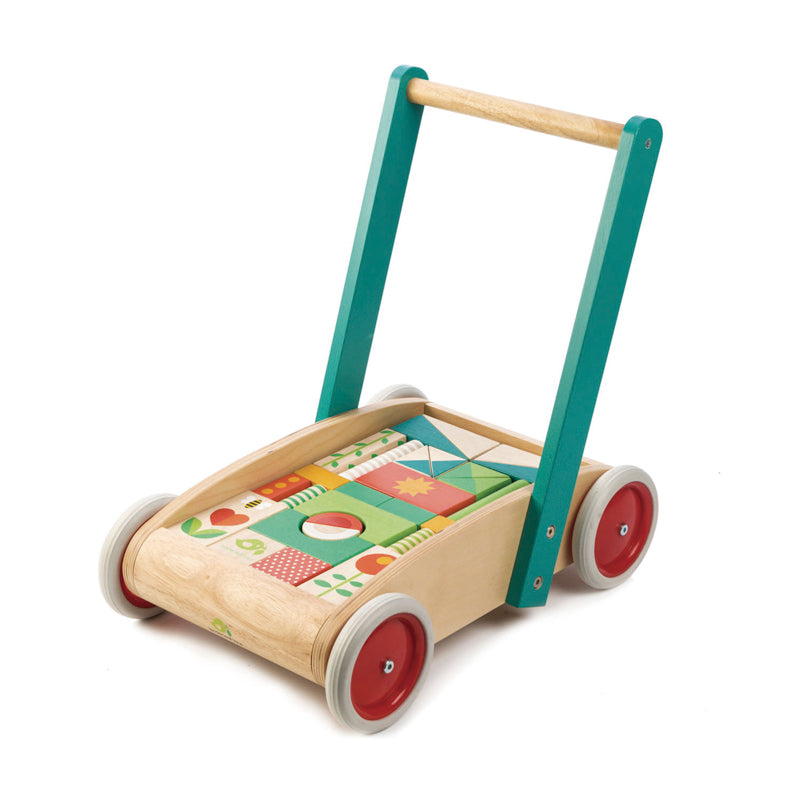 Wooden Baby Walker with Blocks Little Earth Nest Baby Activity Toys at Little Earth Nest Eco Shop Geelong Online Store Australia