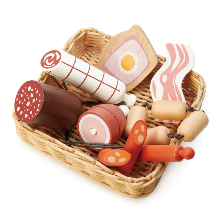Wooden Play Food Market Baskets by Tenderleaf Toys Little Earth Nest Play Food Charcuterie Basket at Little Earth Nest Eco Shop