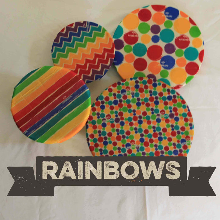 Reusable Beeswax Wraps Cheese Lover Set Apiwraps Food Storage Containers Rainbow at Little Earth Nest Eco Shop