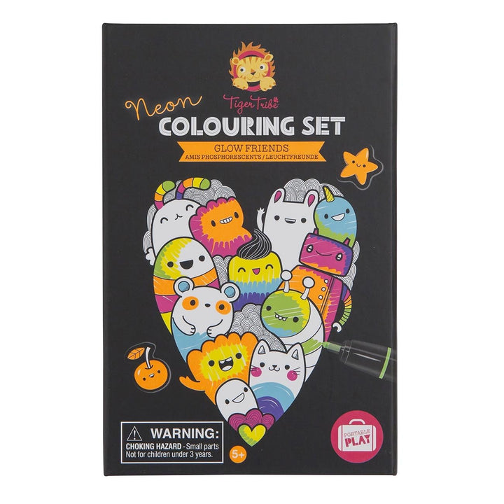 Tiger Tribe Neon Colouring Set Tiger Tribe Art and Craft Kits Glow Friends at Little Earth Nest Eco Shop