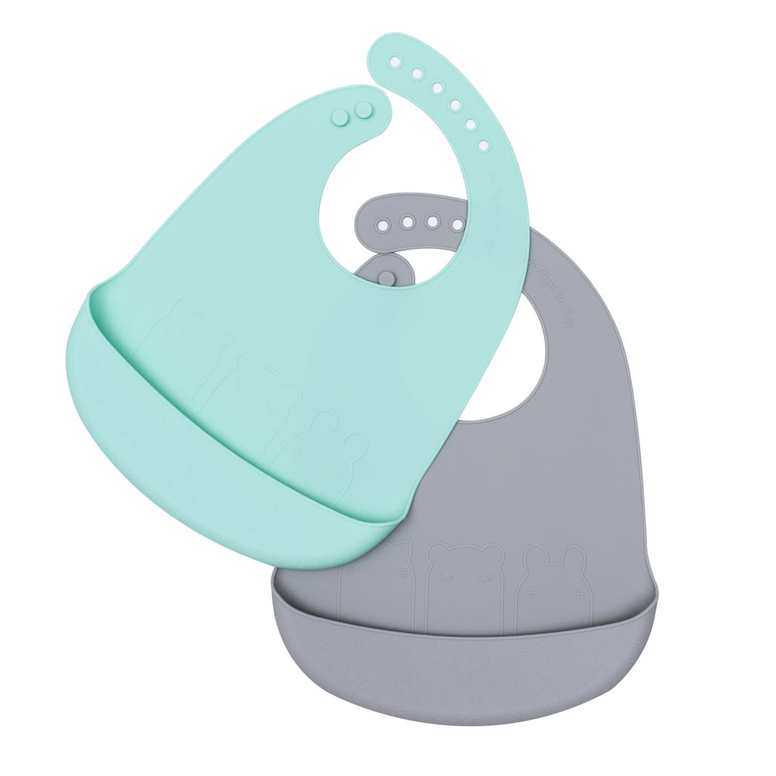We Might Be Tiny Catchie Bibs We Might Be Tiny Bibs Mint + Grey at Little Earth Nest Eco Shop Geelong Online Store Australia