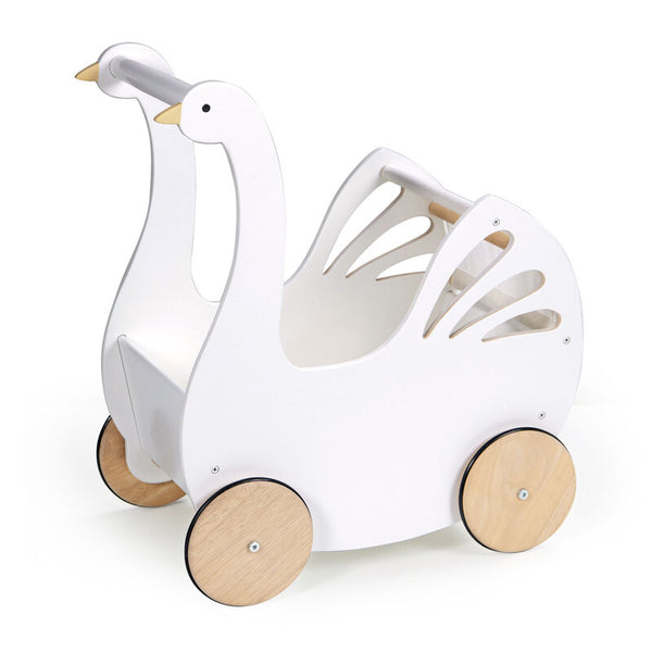 Tenderleaf Toys Sweet Swan Pram Le Toy Van Pretend Play at Little Earth Nest Eco Shop