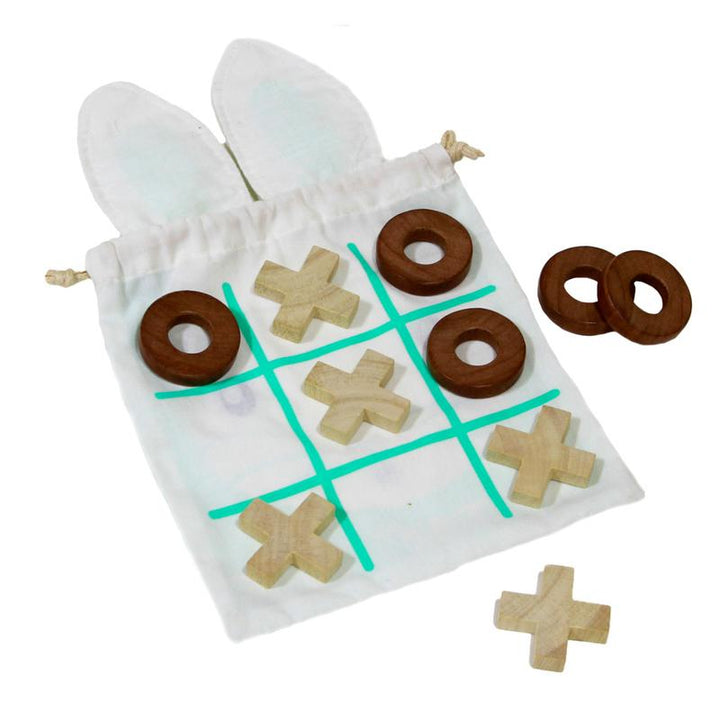 Wooden Noughts and Crosses in a Bunny Bag Tenderleaf Toys Games at Little Earth Nest Eco Shop