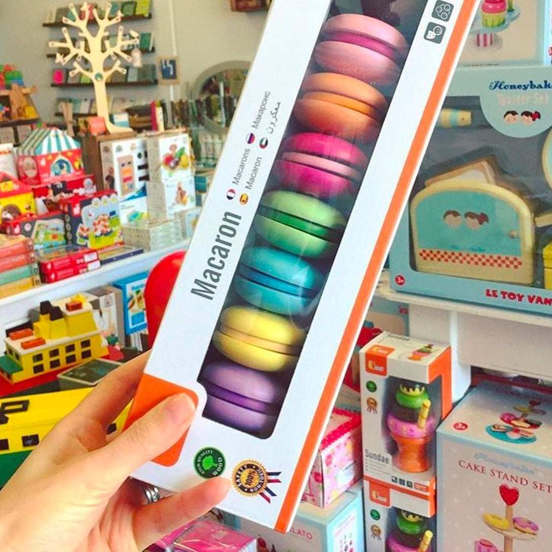 Wooden Macaron Set of 8 Viga Toys Toy Kitchens & Play Food at Little Earth Nest Eco Shop Geelong Online Store Australia