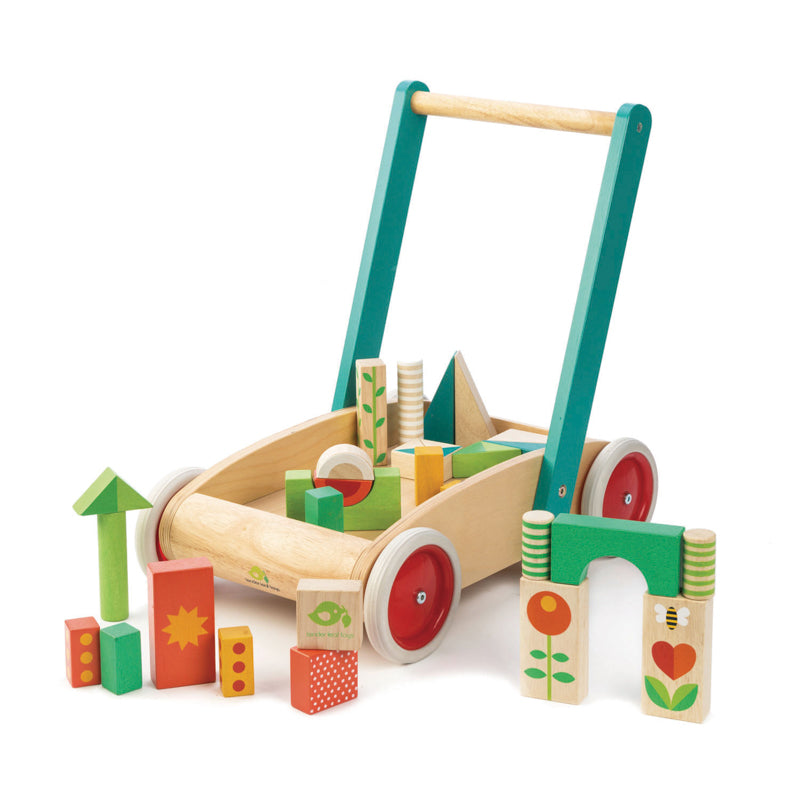Wooden Baby Walker with Blocks Little Earth Nest Baby Activity Toys at Little Earth Nest Eco Shop Geelong Online Store Australia