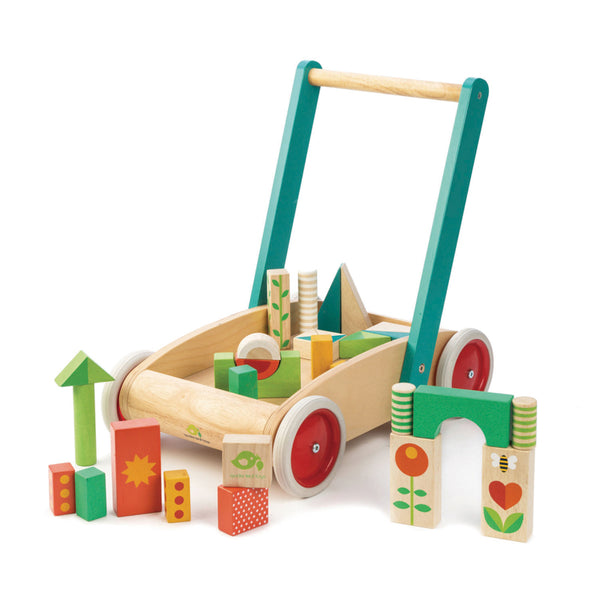 Wooden Baby Walker with Blocks Little Earth Nest Baby Activity Toys at Little Earth Nest Eco Shop