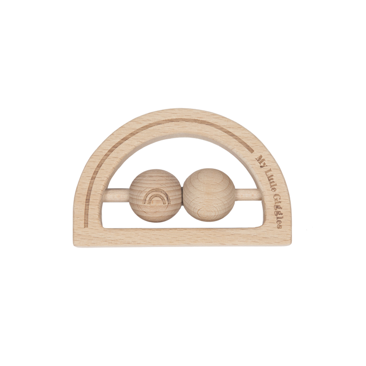 Wooden Rainbow Rattle by My Little Giggles Little Giggles Dummies and Teethers at Little Earth Nest Eco Shop