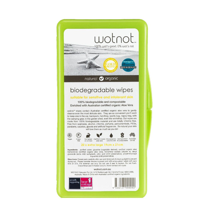 Wotnot Biodegradable Baby Wipes Wotnot Baby Wipes 20 Pack - Travel Size at Little Earth Nest Eco Shop