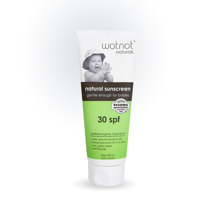 Wotnot Natural Sunscreen SPF 30+ Wotnot Sunscreen 100g at Little Earth Nest Eco Shop