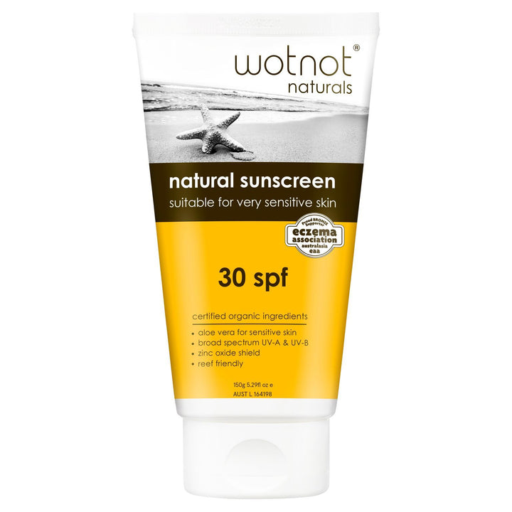 Wotnot Natural Sunscreen SPF 30+ Wotnot Sunscreen 150g at Little Earth Nest Eco Shop
