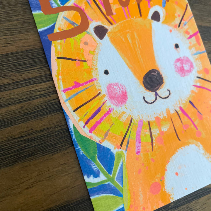 Fifth Birthday Card Lion Little Earth Nest