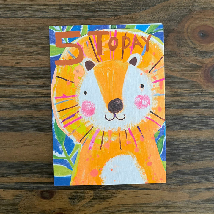 Fifth Birthday Card Lion Little Earth Nest