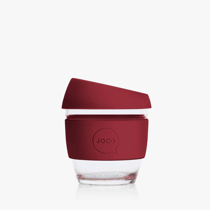 Joco Reusable Glass Cup 4oz Joco Coffee & Tea Cups Ruby Wine at Little Earth Nest Eco Shop