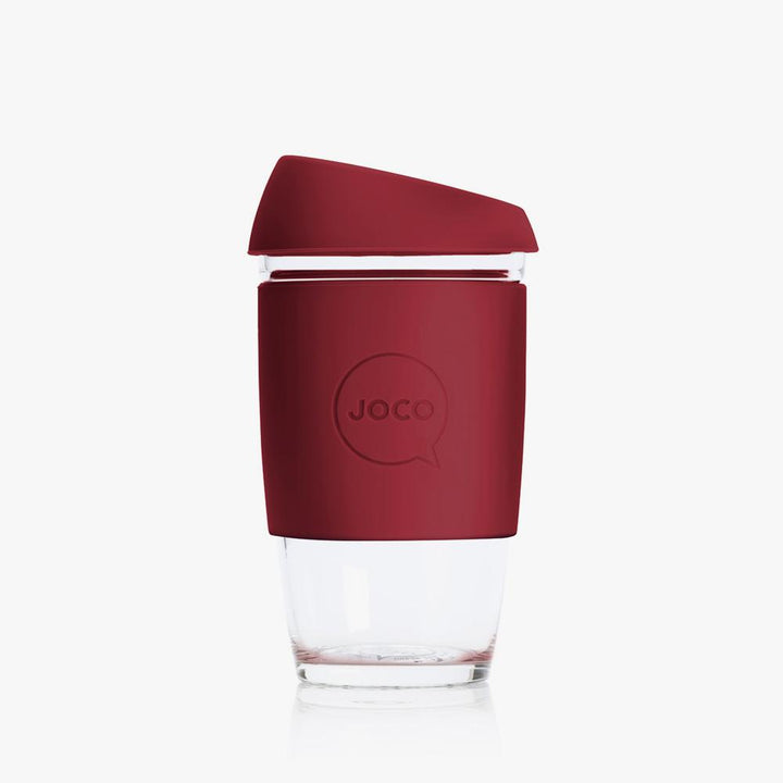 Joco Reusable Glass Cup 6oz Joco Coffee & Tea Cups Ruby Wine at Little Earth Nest Eco Shop